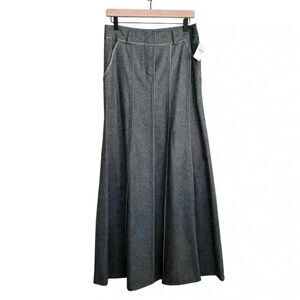 Express NWT 100% Wool Grey Full Length Pleated Skirt Size 6